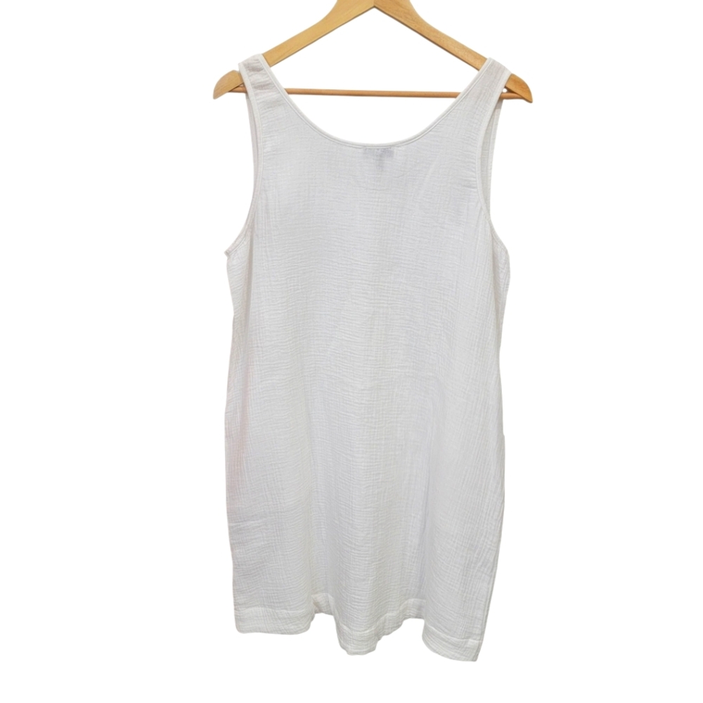 Aimee Kestenberg White Gauzy Waffle-knit Loungewear Cover-up Dress Women’s L - Picture 3 of 16